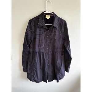 Anthropologie Navy Blue Polka Dot Midi Dress